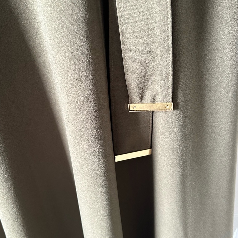 Calvin Klein Olive Green Maxi Dress with Waist Tie - Picture 3 of 5